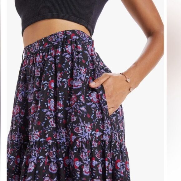 Xirena Iris Skirt Cotton Silk Lightweight Purple Floral Pockets Size Medium - Picture 4 of 10